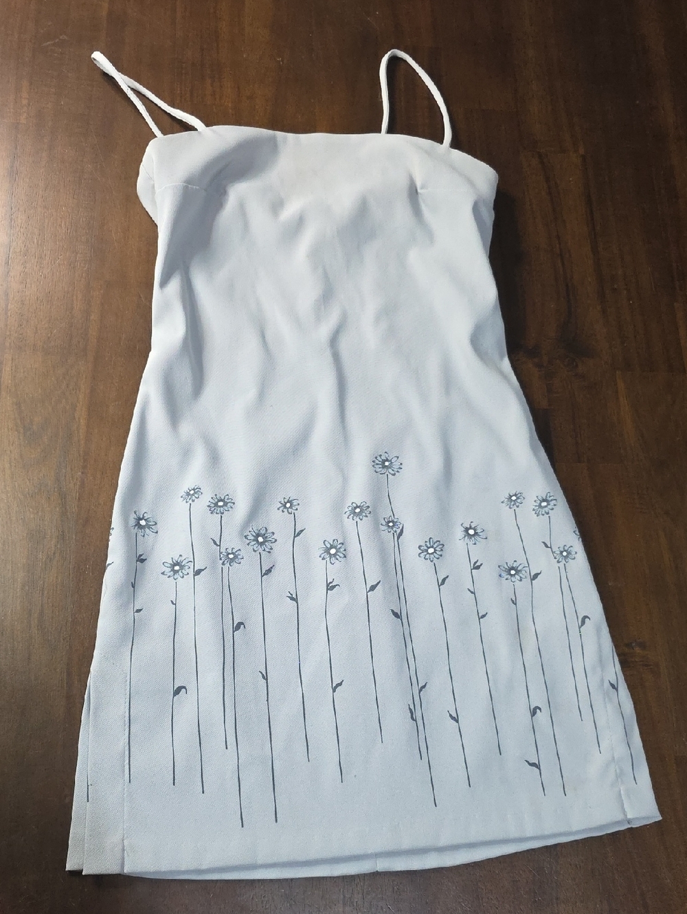 Vintage RAMPAGE Y2k Blue Floral Mini Dress with Spaghetti Straps